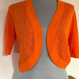 Jones New York Women's Orange Open-Front Sweater size small